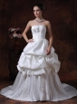 Beading Pick Up Strapless Taffeta Wedding Dress For 2013 Court Train
