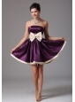 Beautiful Dark Purple Strapless Prom Dress With Sash Mini-length In Florida