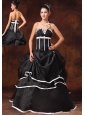 Black Organza A-line Strapless Appliques New Style 2013 Prom Gowns In Daphne Alabama