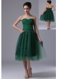 Dark Green Sweetheart A-Line Tulle 2013 Short Prom Dress With Beading