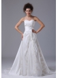 Fashionable Beading A-Line Sweetheart Organza Brush / Sweep Beach Wedding Dress