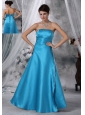 Fort Dodge Iowa Beaded Decorate Strapless Floor-length Teal Satin Prom / Evening dress For 2013