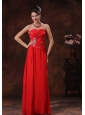 Fountain Hills Arizona Red Beaded Decorate Strapless Chiffon Prom Dress