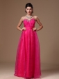 Hot Pink Beaded Empire Sweetheart Custom Made In Decatur Alabama Prom Dress