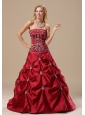Mississippi Embroidery Decorate Bodice Pick-ups A-line Wine Red Floor-length 2013 Prom / Evening Dress