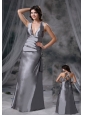 Norwalk Iowa V-neck Grey Criss Cross Floor-length Satin Modest Style For 2013 Prom / Evening Dress