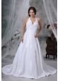 Oskaloosa Iowa Halter Pick-ups Decorate Bust Chapel Train Exclusive Style Wedding Dress For 2013