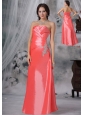 Pella Iowa Appliques Watermelon Red Floor-length Strapless Ruched Decorate Bust Prom / Evening Dress For 2013