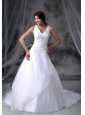 Perry Iowa Appliques Decorate Bust Ball Gown Wedding Dress For 2013 Chapel Train Organza and Satin