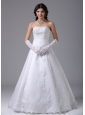 Strapless Ball Gown Wedding Dress With Lace and Satin In Carlsbad California