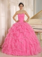2013 Ruffles and Beaded For Rose Pink Quinceanera Dress Custom Made In Kailua City Hawaii