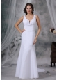 Beaded Decorate Bodice Watteau Train Chiffon Scoop Simple Style Wedding Dress For 2013