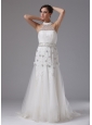 Halter Neckline Column Wedding Dress Lace Beading Brush Train In Avalon California