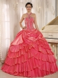 Halter Watermelon Red Pleat 2013 Quinceanera Dress With Beaded Bodice In Tarija City