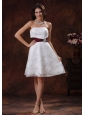 Lace Over Shirt Elegant Short Wedding Dress With Wine Red Belt In Selma Alabama