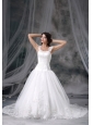 Madrid Iowa Appliques Decorate Bodice A-line Straps Chapel Train 2013 Wedding Dress