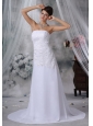 Marion Iowa Lace Decorate Bodice Strapless Court Train Chiffon Wedding Dress For 2013