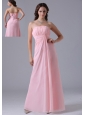 Massachusetts City Baby Pink Ruched Decorate Simple Bridesmaid Dress With Floor-length In 2013