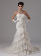 Mermaid Custom Made Ruched Bodice and Ruffled Layers For 2013 Wedding Dress In Camarillo California