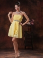 Mesa Arizona Customize Yellow Bridesmide Dress With Beaded and Ruch Decorate