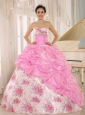 Printing Sweetheart Beaded and Pick-ups For Rose Pink Quinceanera Dress For Custom Made In Kula City Hawaii