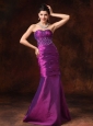 Purple Mermaid Sweetheart Beaded Decorate Waist Taffeta Formal Evening Prom Gowns For Custom Made
