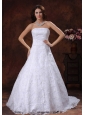 Troy Alabama Custom Made Strapless Wedding Dress With Lace Over Shirt In Tuscaloosa Alabama
