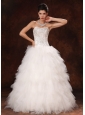 Tulle Ruffles Sweetheart Ball Gown Chic Floor-length Custom Made Wedding Dress For 2013