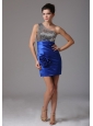 2013 Blue One Shoulder Hand Made Flowers Prom Celebrity Dress Squin In Connecticut