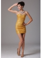 2013 Cute Gold Paillette Over Skirt Prom Celebrity Dress With Beading In Colorado