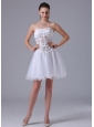 2013 White A-line Straps Appliques Decorate Bust Prom Cocktial Dress With Beading In Minnesota