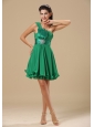 Andover One Shoulder Dark Green Chiffon Ruched Decorate Bust Knee-length 2013 Prom / Homecoming Dress