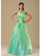 Apple Green Hand Made Flowers and Ruched Bodice Quinceanera dress