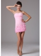 Arizona City Baby Pink Column Hand Made Flowers and Ruch 2013 Cocktail Dress With Sweetheart