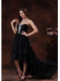 Camp Verde Arizona Sweetheart Black High-low Little Black Dress With Chiffon Rhinestones Decorate