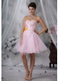 Keokuk Iowa Beaded Decorate Up Bodice Baby Pink Mini-length Prom / Homecoming Dress For 2013