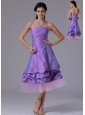 Lavender A-line Strapless Prom Cocktail Dress With Tea-length In Bridgeport Connecticut