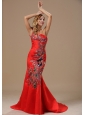 Mermaid Red and One Shoulder For 2013 Celebrity Prom Dress With Embroidery In Little Rock Arkansas
