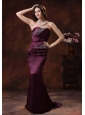 Northport Alabama Dark Purple Beaded Decorate On Satin Mermaid Mother Of The Bride Dress With Brush Train