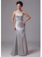 Simple Silver Column Satin Brush Train Mother Of The Bride Dress For Customize In Clayton Georgia