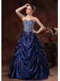 Bloomington Beaded Decorate Bodice Pick-ups A-line Floor-length Royal Blue Prom / Evening Dress For 2013