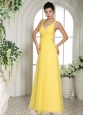 Yellow Straps Prom Dress With Appliques For Custom Made In Crosslake