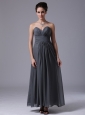 Grey Sweetheart Simple Chiffon Ankle-length Homecoming Bridesmaid Dress