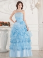 Beaded Decorate Bust and Ruffled Layers For Prom Dress
