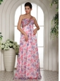Beaded Decorate One Shoulder Printing Chiffon Celebrity Prom Dress For Custom Made