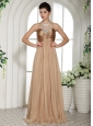 Champagne Chiffon Sweetheart Ruched Decorate Bust and Ruch 2013 Evening Celebrity Dress With Red
