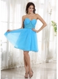Custom Made Baby Blue Sweetheart Prom Cocktail Dress Beading For Party
