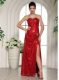 Custom Made Slit Paillette Over Skirt 2013 Celebrity Prom Celebrity Dress With Red