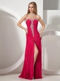 High Slit Beaded Decorate Bust and Ruch Bodice For Evening Dress