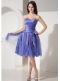 Lace-up Custom Made Sweetheart Neckline Blue Prom Dress With Beaded and Bow Decorate Tulle